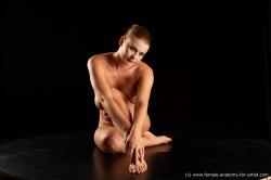 Nude Woman White Kneeling poses - ALL Slim long brown Standard Photoshoot Pinup